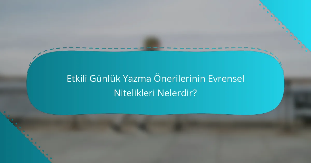 Etkili Günlük Yazma Önerilerinin Evrensel Nitelikleri Nelerdir?