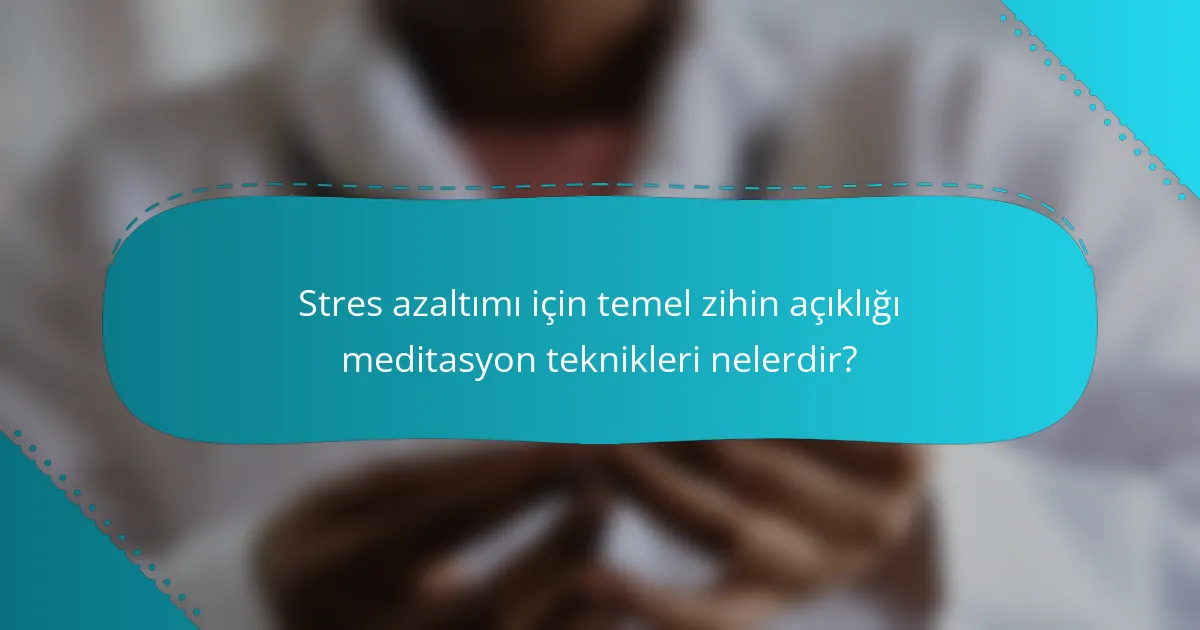 Stres azaltımı için temel zihin açıklığı meditasyon teknikleri nelerdir?